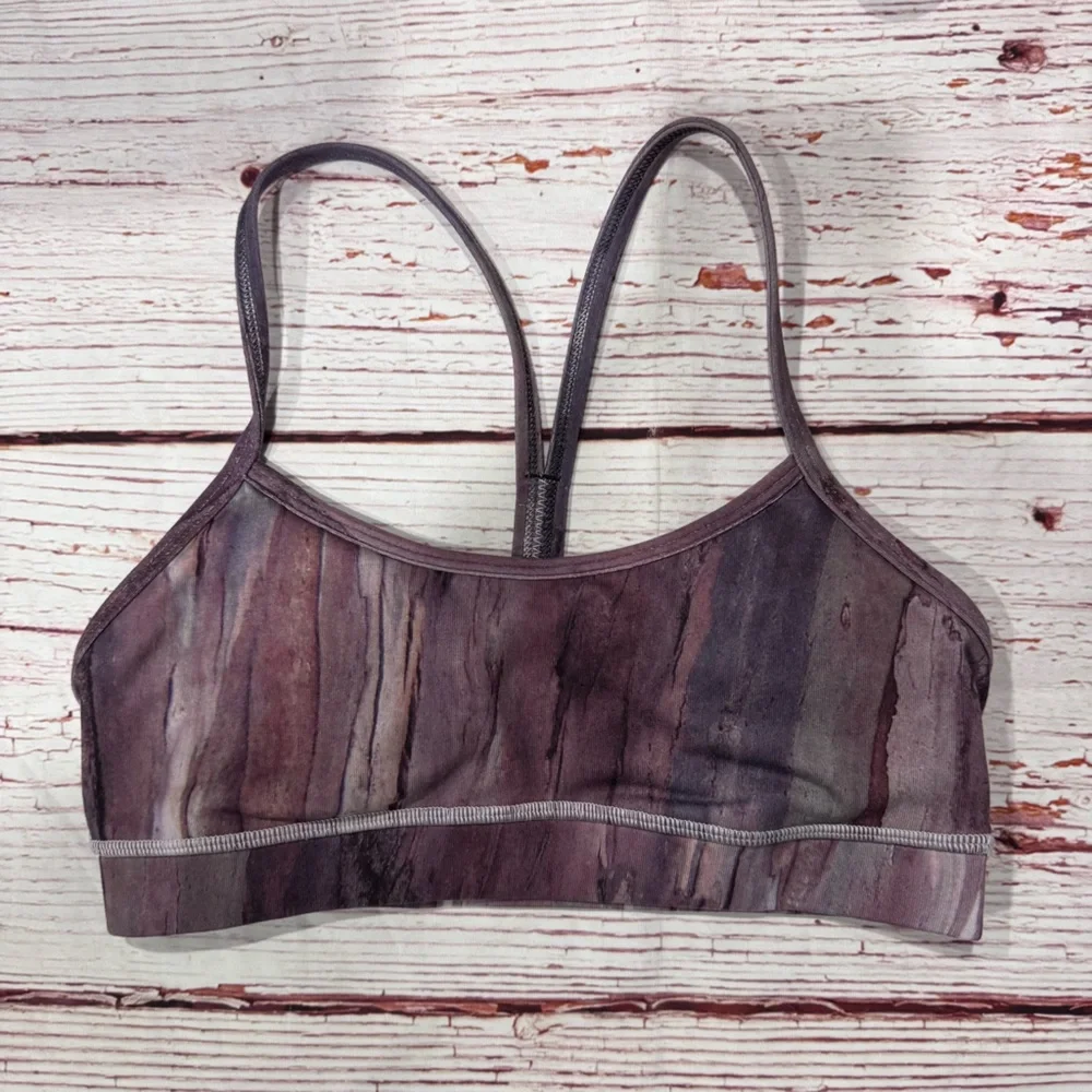 Lululemon Flow Y Bra IV  in Mini Hazy Horizon Storm Mauve Bark Berry Sz 4